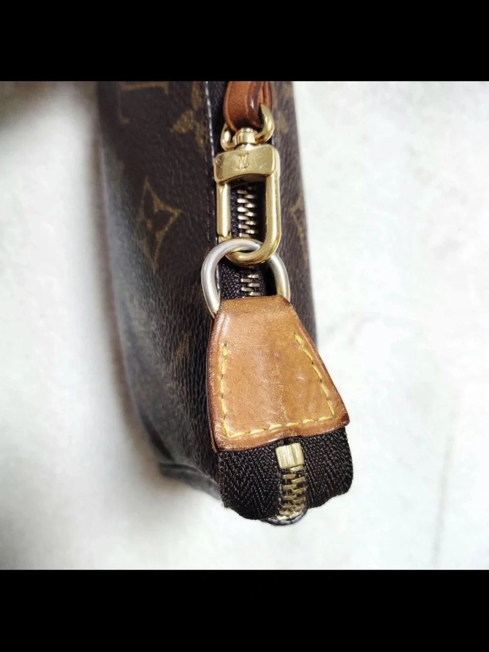 Louis Vuitton Monogram Canvas Shoulder Pochette in Brown and Tan